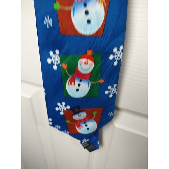 keith daniels Blue Base Snowman Snowflake Tie. - Picture 3 of 11